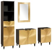 vidaXL Σετ επίπλων μπάνιου 4 pcs Μαύρο και Χρυσό 38 x 33 x 160 εκ.