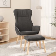 vidaXL Πολυθρόνα Relax Σκούρο Γκρι Υφασμάτινη με Υποπόδιο