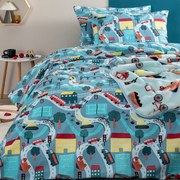 Σεντόνια Μονά (Σετ) Palamaiki My Kingdom MK771 Γαλάζιο Με Λάστιχο 100x200+30