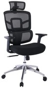BF8400 Πολυθρόνα Γραφείου Διευθυντή, Mesh - Ύφασμα Μαύρο, Βάση Αλουμίνιο