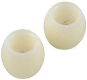 GloboStar® CANDLE 79548 ΣΕΤ 2 x Διακοσμητικά Realistic Κεράκια με LED Εφέ Κινούμενης Φλόγας - Μπαταρίας 12 x CR2032 Μπλε Μπεζ D6 x H5cm