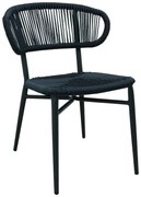 Intrahome Καρέκλα στοιβαζόμενη Agus Intrahome αλουμίνιο-pe rattan σε μαύρη απόχρωση 55x63x77εκ | SKU: INTRAPA-484111122