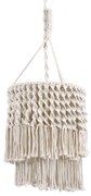 GloboStar® ALGERIA 36204 Boho - Μακραμέ - Macrame Κρεμαστό Φωτιστικό Οροφής Μονόφωτο 1 x E27 Πλεκτό Χειροποίητο Μπεζ Υφασμάτινο με Σχοινί Φ30 x Υ40cm