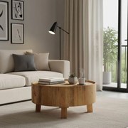 Τραπέζι σαλονιού με αποθηκευτικό χώρο Darian μασίφ ξύλο mango φυσικό Φ90x45εκ 90x90x45.5 εκ.