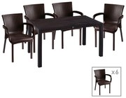 Intrahome Τραπεζαρία Explore-Festive Intrahome σετ 7τεμ PP καφέ 150x90x73,5εκ | SKU: INTRAPA-364111161