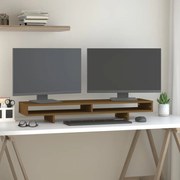 Βάση Οθόνης Καφέ Μελί 100 x 27 x 14 εκ. από Μασίφ Ξύλο Πεύκου - Καφέ