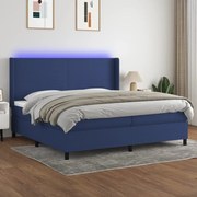 ΚΡΕΒΑΤΙ BOXSPRING ΜΕ ΣΤΡΩΜΑ &amp; LED ΜΠΛΕ 200X200 ΕΚ. ΥΦΑΣΜΑΤΙΝΟ 3138187