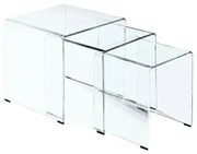 GLASSER set 3 βοηθ.τραπεζάκια Διάφανο Γυαλί 10mm 42x42x42/36x36x39/30x30x36 cm ΕΜ725,1