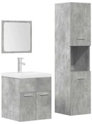 vidaXL Σετ Επίπλων Μπάνιου 4 Τεμαχίων Γκρι Σκυροδέματος από Επεξ. Ξύλο