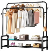 Κρεμάστρα Δαπέδου με Ράφια Παπουτσιών Μαύρο