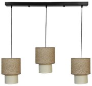 Φωτιστικό Οροφής - Ράγα 14-0277 3/Ε27 100x100cm Αμπαζούρ Φ16,5/10cm Brown-Cream Heronia Μέταλλο,Ύφασμα