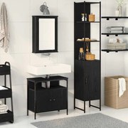 vidaXL Σετ Επίπλων Μπάνιου με ράφι 3 pcs Μαύρη δρυς 33 x 33 x 185.5 εκ