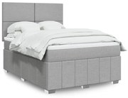 vidaXL Κρεβάτι Boxspring με Στρώμα Ανοιχτό Γκρι 140x200 εκ. Υφασμάτινο