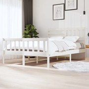 vidaXL Πλαίσιο Κρεβατιού Λευκό 140 x 200 εκ. από Μασίφ Ξύλο