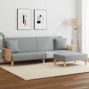 vidaXL Καναπές Κρεβάτι Διθέσιος Αν. Γκρι Βελούδινος Μαξιλάρια/Υποπόδιο
