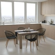 Σετ Τραπεζαρία Manka-Ezra σετ 5τεμ σε sonoma truffle-μαύρη απόχρωση 110x80x77εκ 110x80x77 εκ.