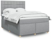 vidaXL Κρεβάτι Boxspring με Στρώμα Ανοιχτό Γκρι 140x200 εκ. Υφασμάτινο