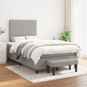 Κρεβάτι Boxspring με Στρώμα Ανοιχτό Γκρι 120x200 εκ. Υφασμάτινο