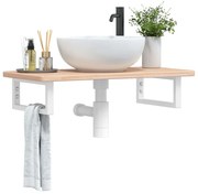 Ράφι Νιπτήρα Τοίχου από Ατσάλι / Μασίφ Ξύλο Δρυός