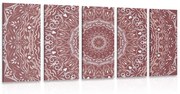 Εικόνα 5 μερών Mandala σε vintage στυλ σε ροζ - 100x50