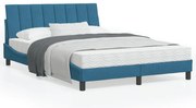 vidaXL Κρεβάτι με Στρώμα Μπλε 120x200 εκ. Βελούδινο