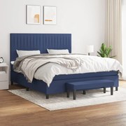 Κρεβάτι Boxspring με Στρώμα Μπλε 180x200 εκ. Υφασμάτινο - Μπλε