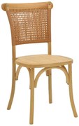 Καρέκλα Karley φυσικό ξύλο οξιάς-έδρα φυσικό rattan 48x52x89εκ 48x52x89 εκ.