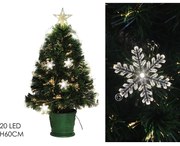 Χριστουγεννιάτικο Δέντρο Οπτικών Ινών Με Χιόνι Και 20 LED 60cm