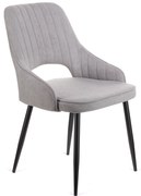 Καρέκλα Tiate γκρι μπουκλέ ύφασμα-πόδι μαύρο μέταλλο 47x51x83