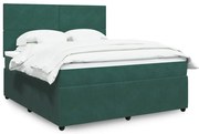 vidaXL Κρεβάτι Boxspring με Στρώμα Σκούρο Πράσινο 180x200εκ. Βελούδινο