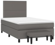 Κρεβάτι Boxspring με Στρώμα Γκρι 120x190εκ. από Συνθετικό Δέρμα - Γκρι