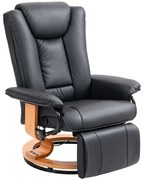 HOMCOM Πολυθρόνα Relax με λειτουργία ανάκλισης, περιστρεφόμενη, έως 150 kg, κάλυμμα από τεχνητό δέρμα, ατσάλινο πλαίσιο, Μαύρο