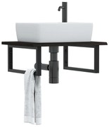 vidaXL Ράφι Νιπτήρα Τοίχου από Ατσάλι / Μασίφ Ξύλο Δρυός