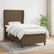 vidaXL Κρεβάτι Boxspring με Στρώμα Σκούρο Καφέ 90x190 εκ. Υφασμάτινο