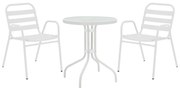 Σετ κήπου - Τραπεζαρία Watson - Sussie 3 τεμ. μέταλλο - γυαλί λευκό Φ60x70 εκ. 60x60x70 εκ.