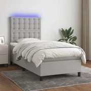 ΚΡΕΒΑΤΙ BOXSPRING ΜΕ ΣΤΡΩΜΑ &amp; LED ΑΝ.ΓΚΡΙ 90X190 ΕΚ. ΥΦΑΣΜΑΤΙΝΟ 3135157