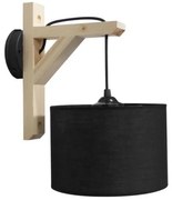 Απλίκα Φωτιστικό Τοίχου HKF WOOD Ε27 Ξύλο-Πλαστικό Heronia-14-0237-Μαύρο 14-0237