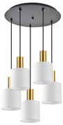 Φωτιστικό Οροφής SE21-GM-4-5BL-SH1 ADEPT TUBE Gold Matt Pendant White Fabric Shade+ - 51W - 100W - 77-8601