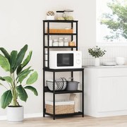 vidaXL Ράφι Κουζίνας Μαύρη Οξυά 60 x 40 x 168 εκ Επεξεργασμένο ξύλο