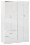Ντουλάπα 4φυλλη Με 2 Συρτάρια Blakely Λευκή 120x42,5x180,5 Εκ.