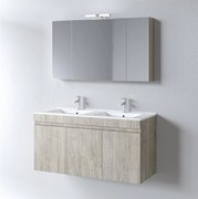 Σετ Έπιπλο Μπάνιου OMEGA 120 Beige Oak με Διπλό Νιπτήρα 120x46x135 εκ.