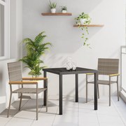 vidaXL Σετ Τραπεζαρίας Κήπου 3 Τεμαχίων Γκρι Πολυ Ρατάν