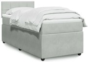 vidaXL Κρεβάτι Boxspring με Στρώμα Ανοιχτό Γκρι 80x200 εκ. Βελούδινο