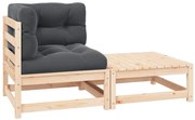 vidaXL Σαλόνι Κήπου 2 Τεμαχίων από Μασίφ Ξύλο Πεύκου με Μαξιλάρια
