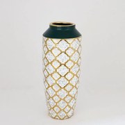 Βάζο Κεραμικό 752-20072 12.5x12.5x31cm Green-Gold Estheti Home Κεραμικό