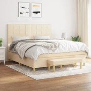 Κρεβάτι Boxspring με Στρώμα Κρεμ 180x200 εκ. Υφασμάτινο - Κρεμ