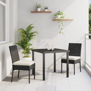 vidaXL 3 Τεμαχίων Σετ Καθιστικού Κήπου Μαύρο Πολυ Ρατάν