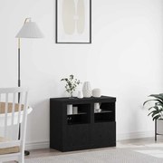 vidaXL Πλευρικά Ντουλάπια με LED Φώτα 2 τεμάχια Μαύρη Δρυς 41x37x67 εκ.