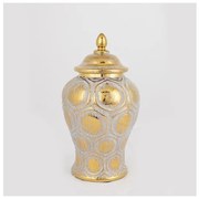 Βάζο Κεραμικό Γκρι &amp; Χρυσό 15x15x27.6cm 752-20020 Estheti 752-20020 Χρυσό