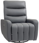 HOMCOM Πολυθρόνα Relax, πολυθρόνα με λειτουργία ανάκλισης, τηλεχειριστήριο, θύρα USB, γκρι